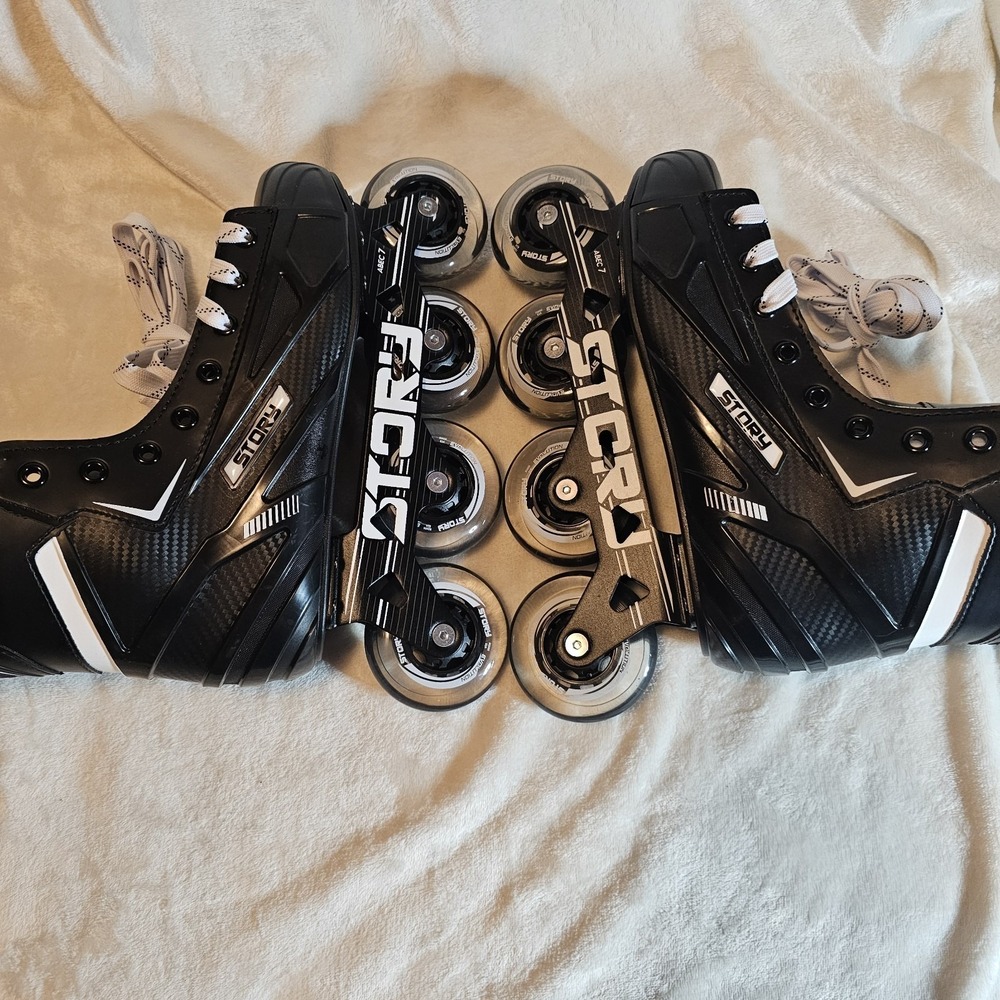 Story Compact Mission Hockey Inline Skates Black & White Men's Size 8 NWOB - Picture 9 of 12